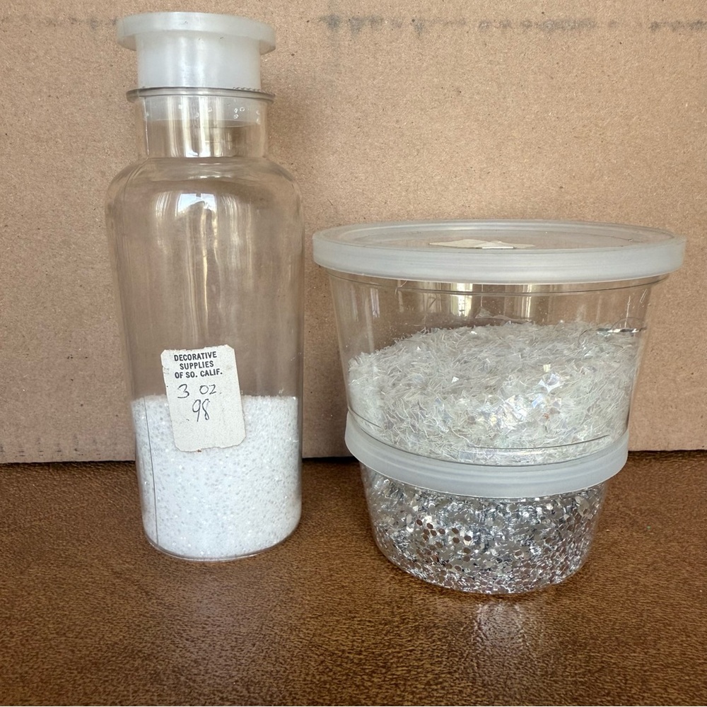 Vintage Aluminum Glitter Metallic Art Craft Metal Retro White Iridescent Set Lot